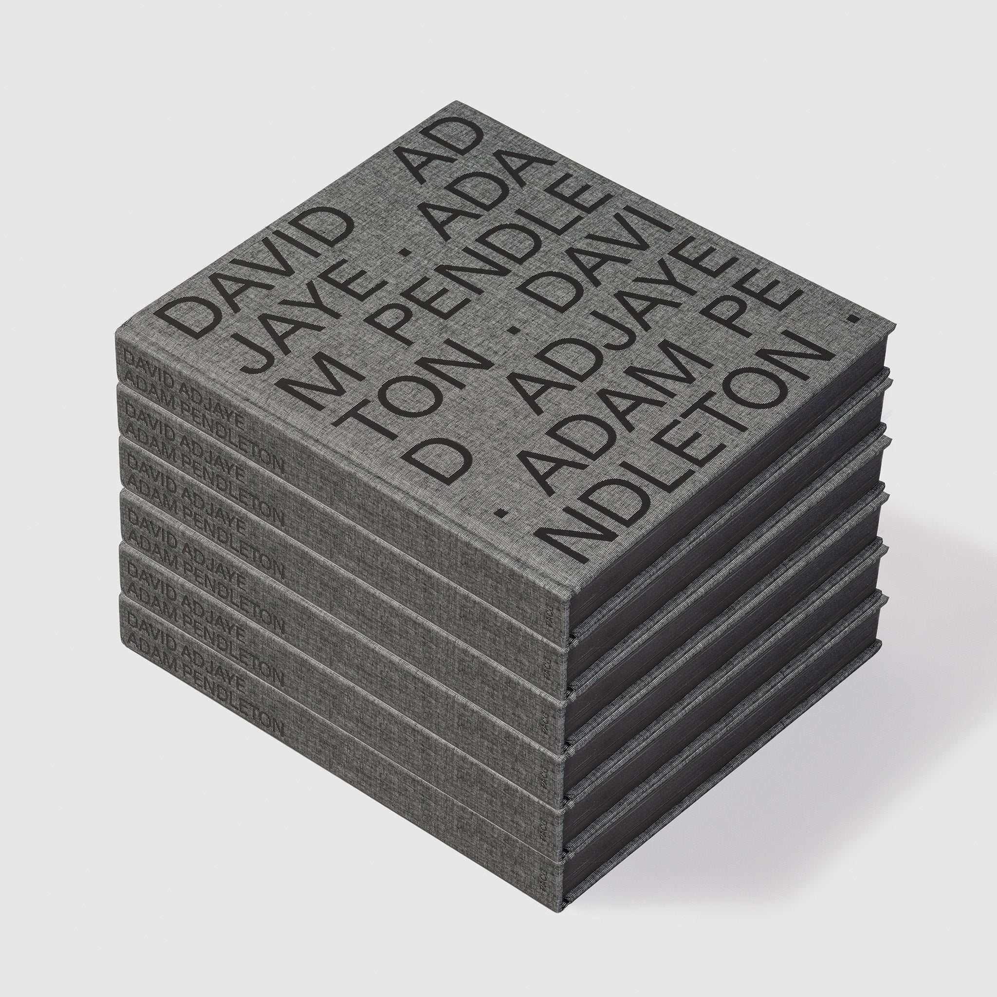 Six copies of David Adjaye Adam Pendleton are stacked on top of each other.