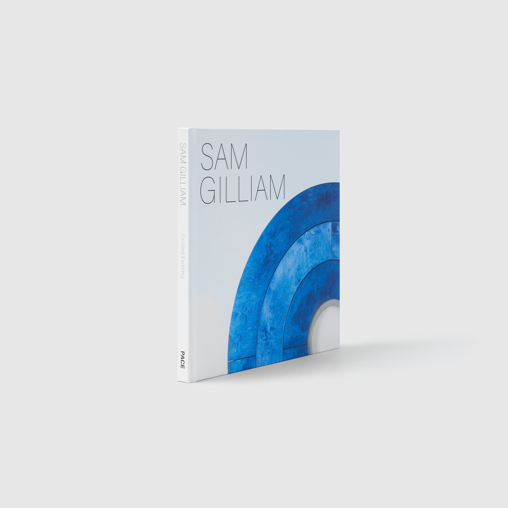Sam Gilliam. The cover is white with a blue work by the artist.
