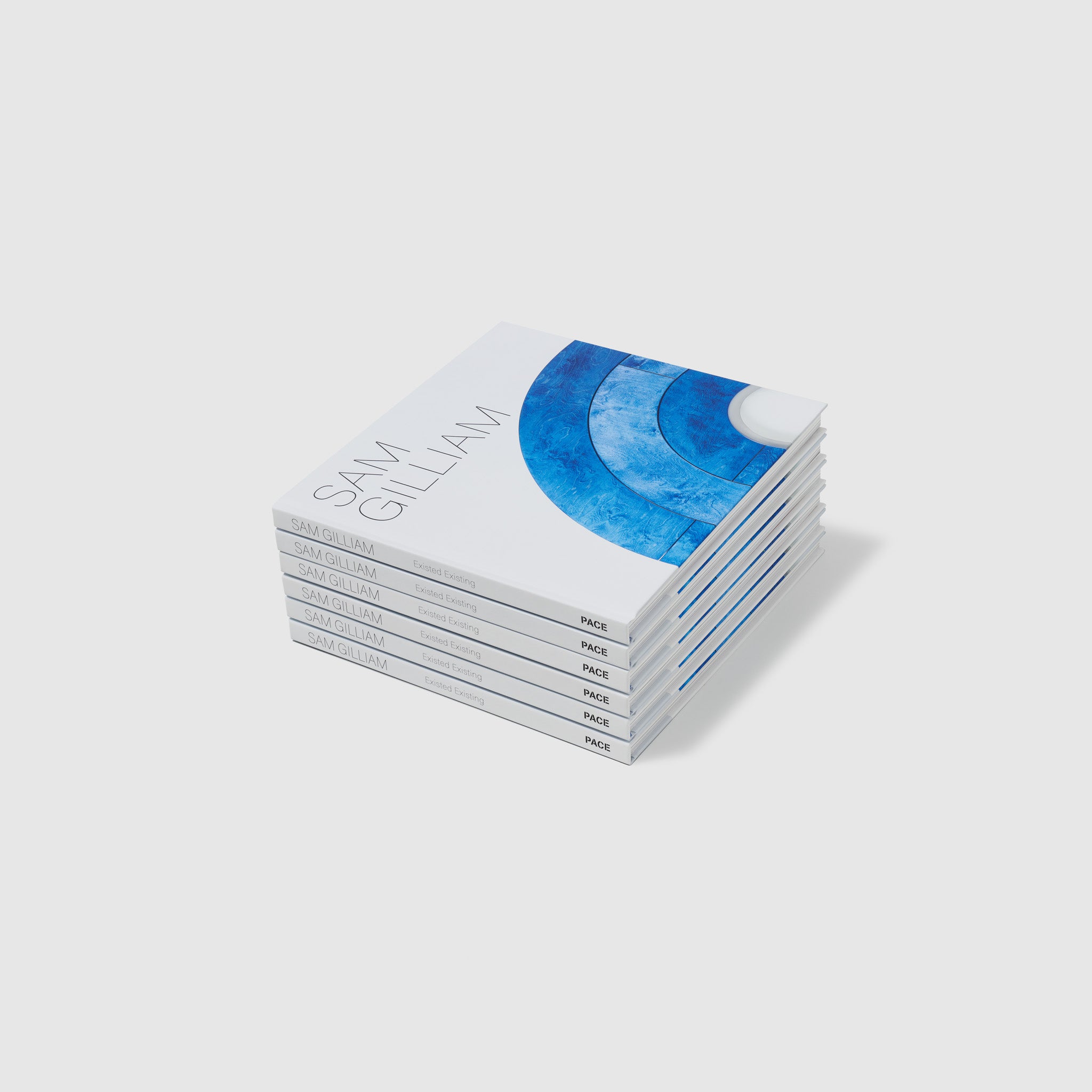 Six copies of Sam Gilliam are stacked on top of each other.