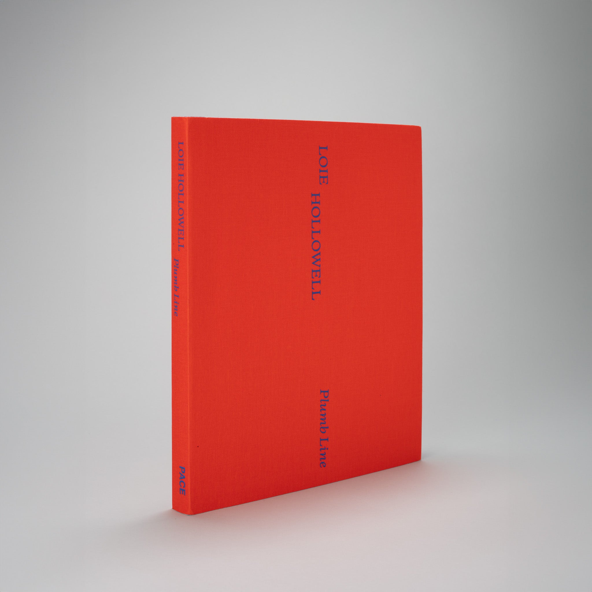 Loie Hollowell Plumb Line. The cover is a bright red orange fabric and the text is blue.