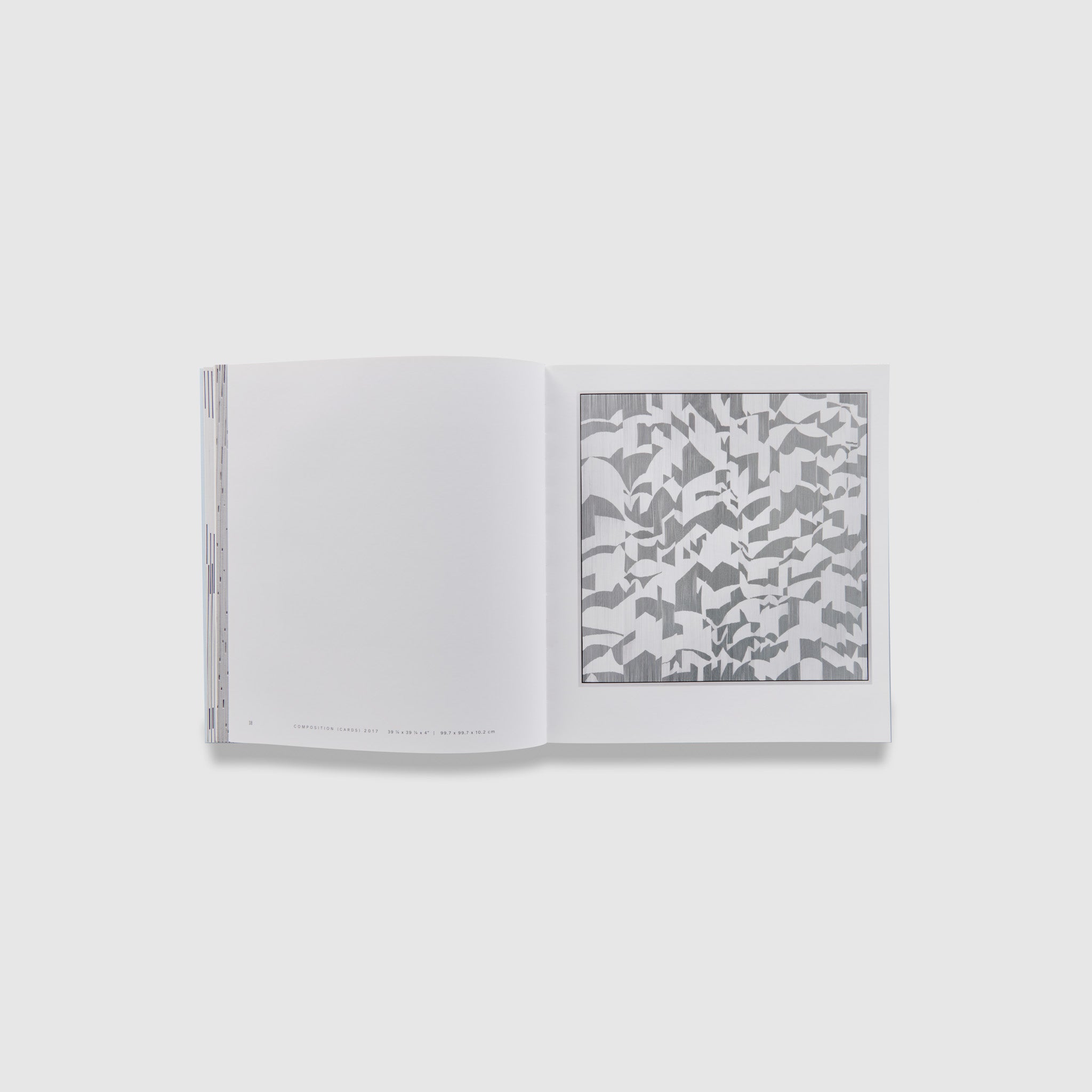 The book is open to two pages. The right page has an image of a Donovan work and the left page has details about the work.
