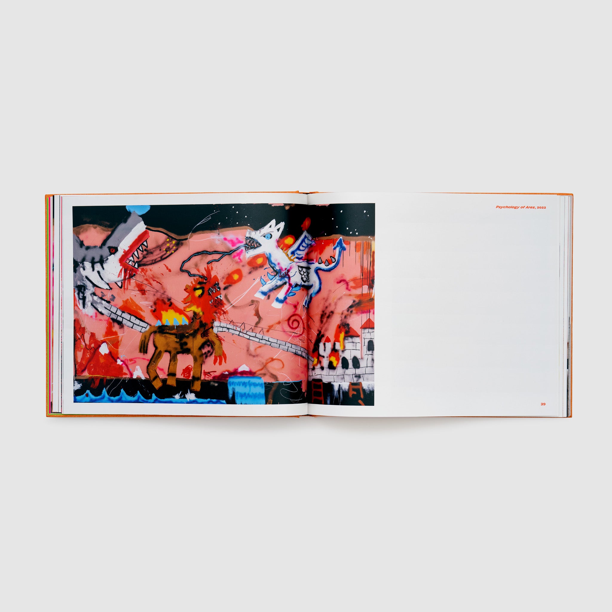 The book is open to two pages. There is one work, "Psychology of Ares," that spans both pages.