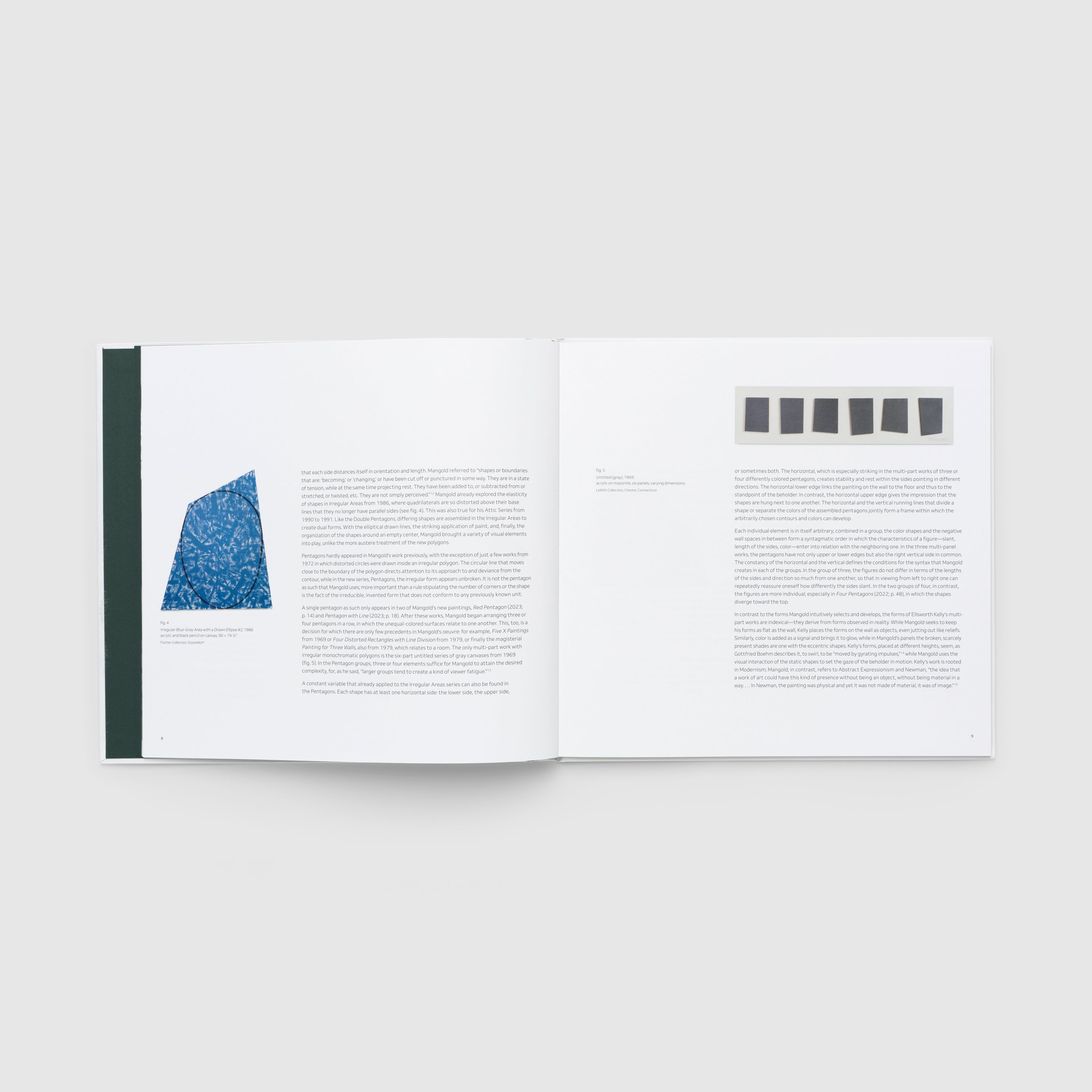 Open book with text and a blue abstract design on a white background