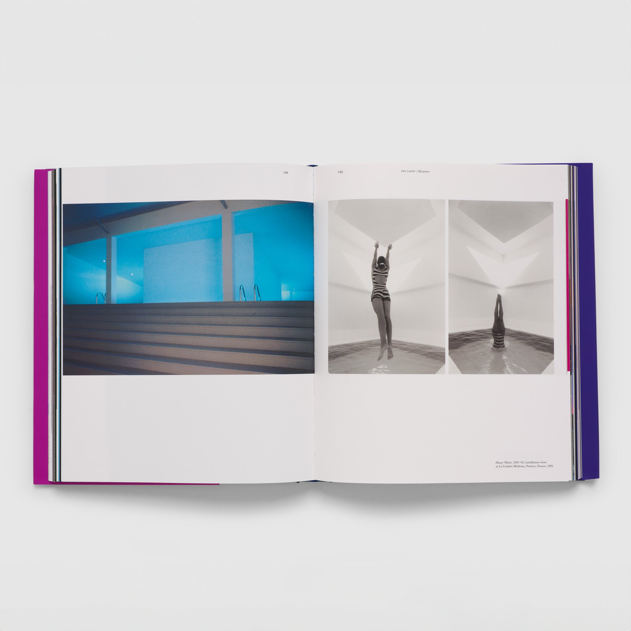The book is open to two pages with works by the artist on both pages.