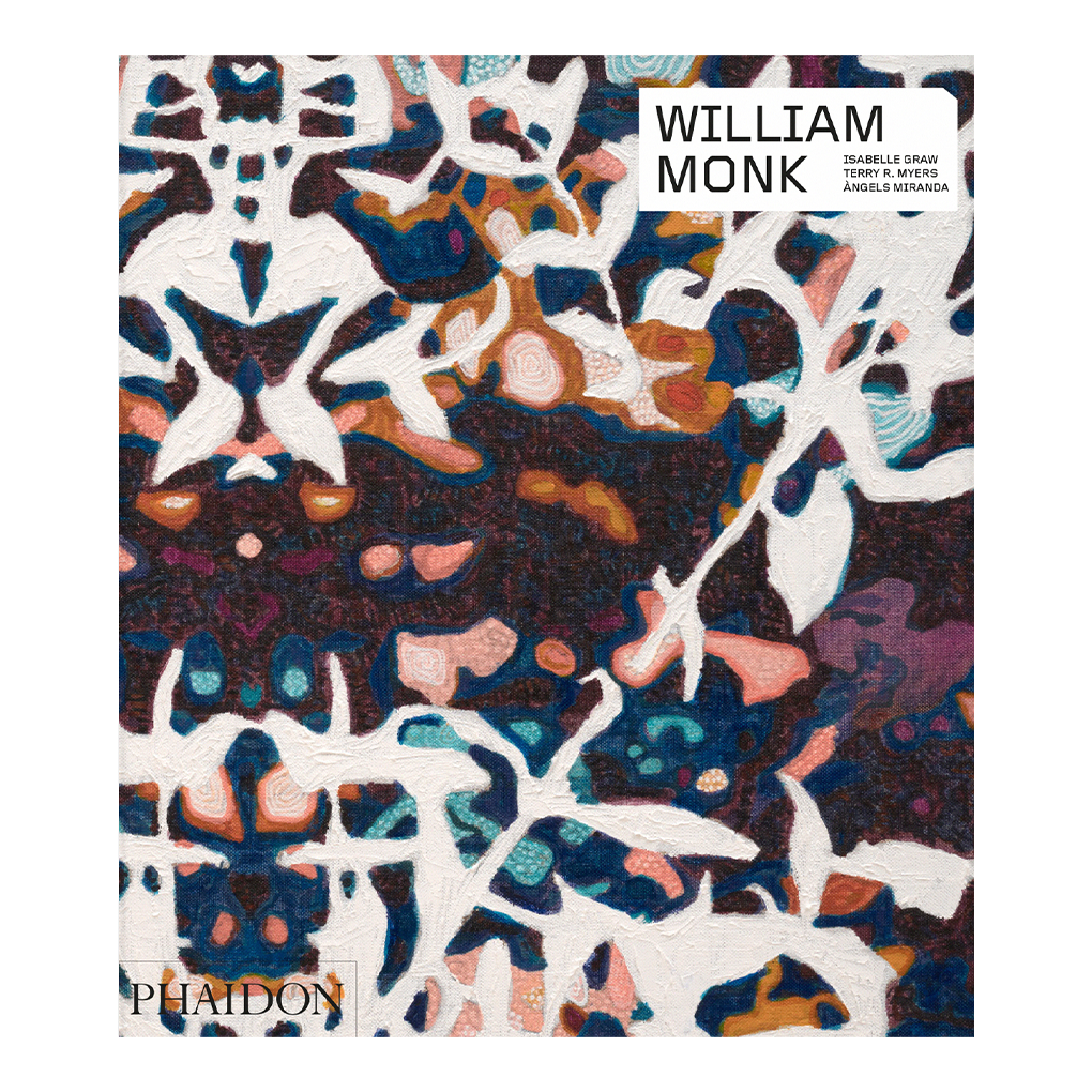 The background of the book cover is a brown, pink, white, blue, and purple William Monk work. The title "William Monk" is in a white box on the top right corner of the page, along with the authors names.