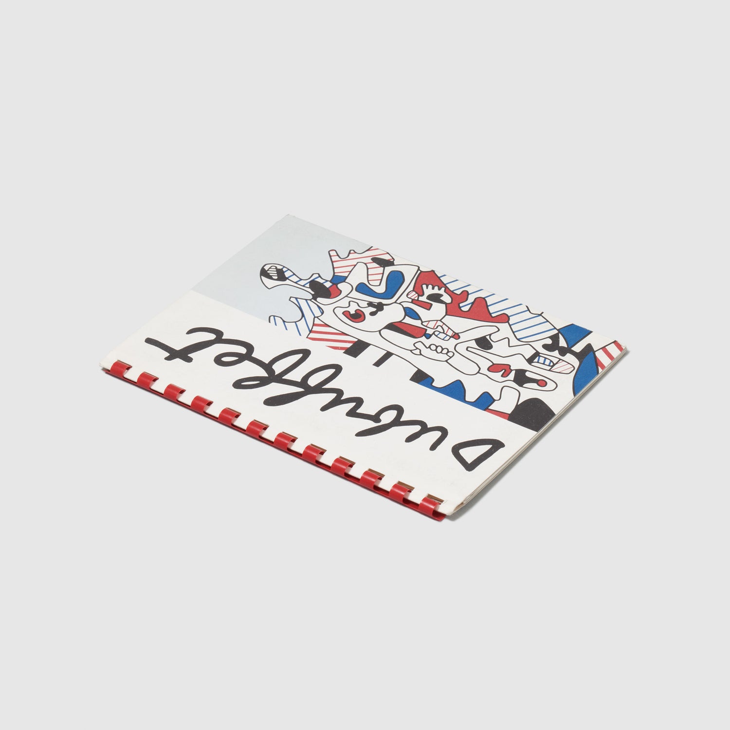 Dubuffet. The book has a white cover with a Dubuffet painting on the right side of the cover. The book is bound with a red spine.