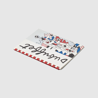 Dubuffet. The book has a white cover with a Dubuffet painting on the right side of the cover. The book is bound with a red spine.