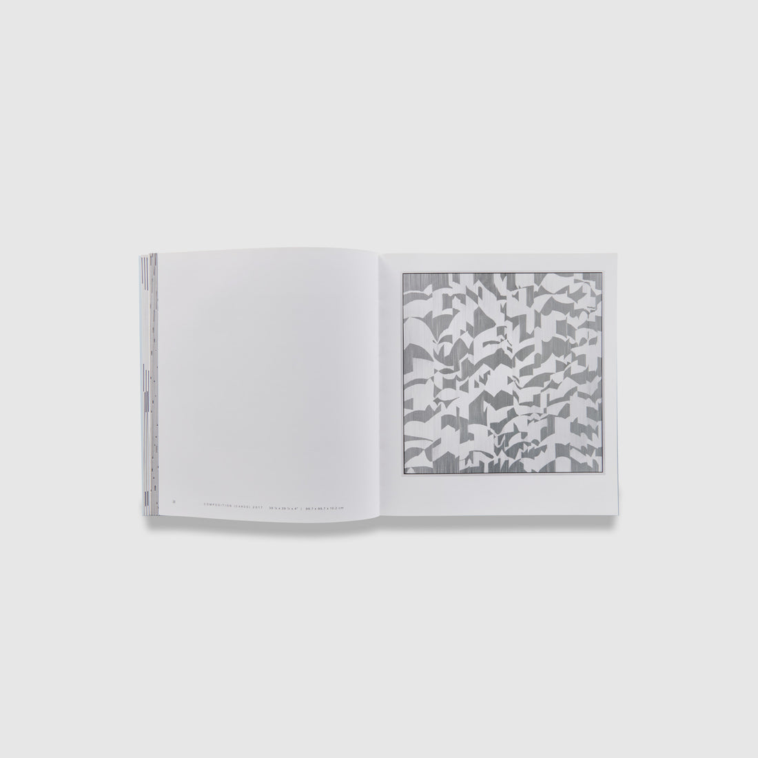 The book is open to two pages. The right page has an image of a Donovan work and the left page has details about the work.