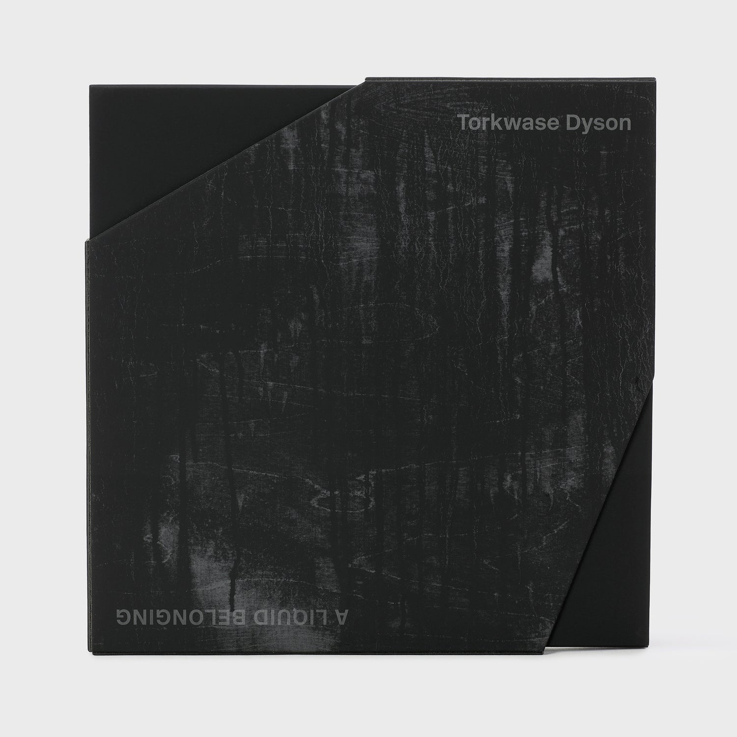 Torkwase Dyson A Liquid Belonging. The black book is inside of a black slipcase that looks weathered.