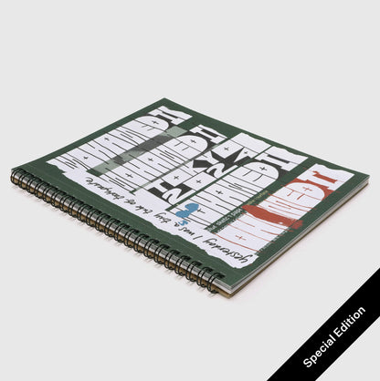 The background of the book cover is dark green and &quot;Mohamedi in Tokyo 2024: yesterday I was a tiny tube of toothpaste&quot; is in white block letters down the front. The book is spiralbound. 